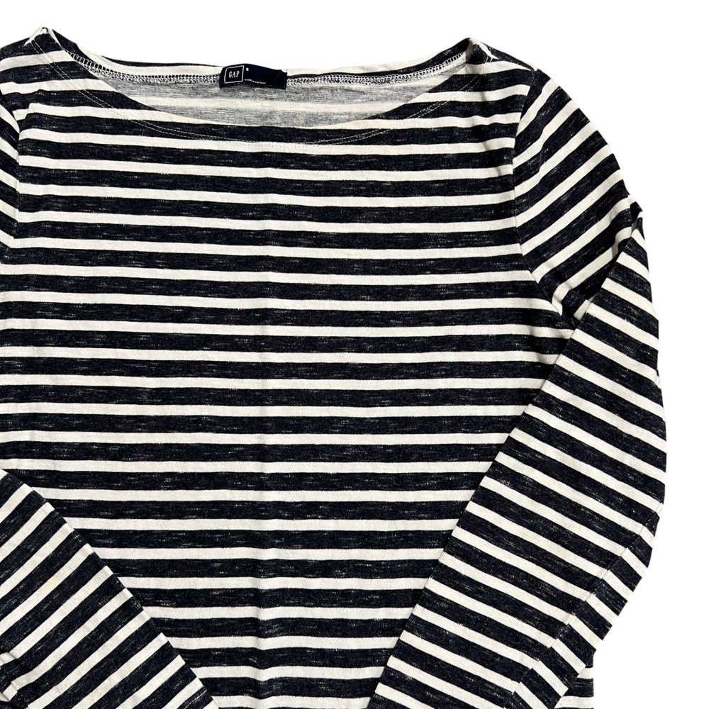 GAPβ Womens Striped Long Sleeve Shift Dress Casual Navy White Size S